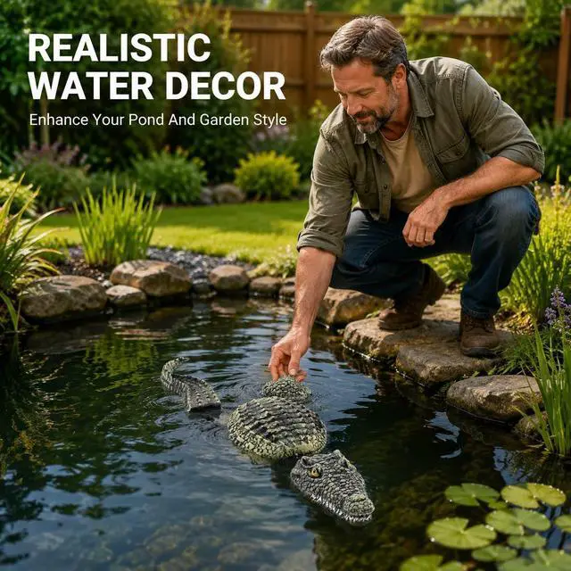 Alt view image 3 of 7 - Floating Gator, 3 Segment Pool Float, Plastic Fake Pool Accessories for Garden Pool, 32.9inch