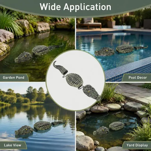 Alt view image 4 of 7 - Floating Gator, 3 Segment Pool Float, Plastic Fake Pool Accessories for Garden Pool, 32.9inch