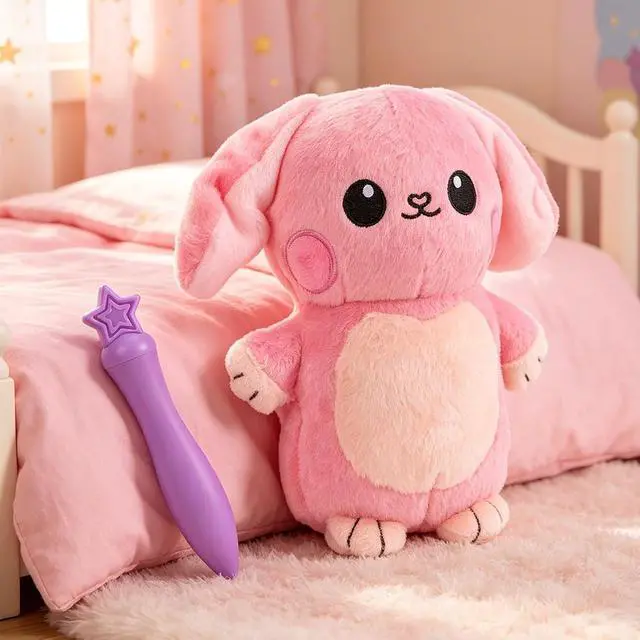 Alt view image 3 of 7 - Stuffed Bunny, Light Up Stuffed Animal with LED Drawing Pen, Glow in the Dark Plush Bunny Night Light, Soft Easter for Kids Toddlers, Birthday