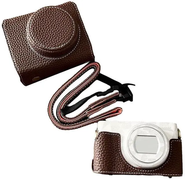 Main image of Camera Protective Case for ZV-, Retro Leather Camera Bag with Hand Grip & Tripod Mount, Bottom Access & Shoulder Strap (Coffee Color)