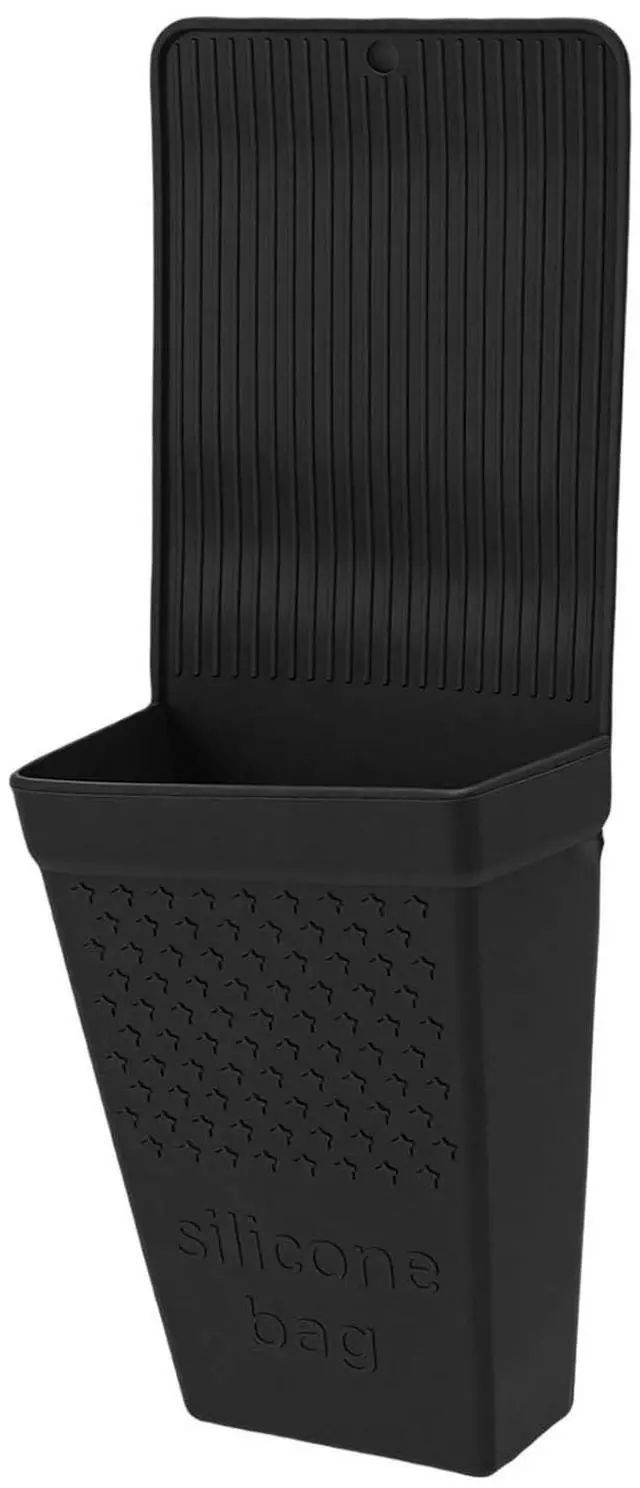 Alt view image 6 of 7 - Wall Mounted Hair Tool Organizer | Silicone Heat Pouch Holder For Curling Iron Flat Iron (Black)
