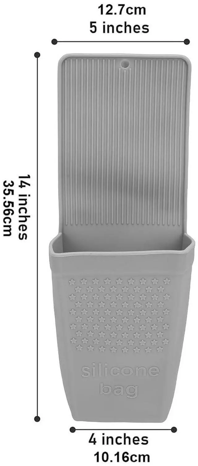 Alt view image 7 of 7 - Wall Mounted Hair Tool Organizer | Silicone Heat Pouch Holder For Curling Iron Flat Iron (Grey)