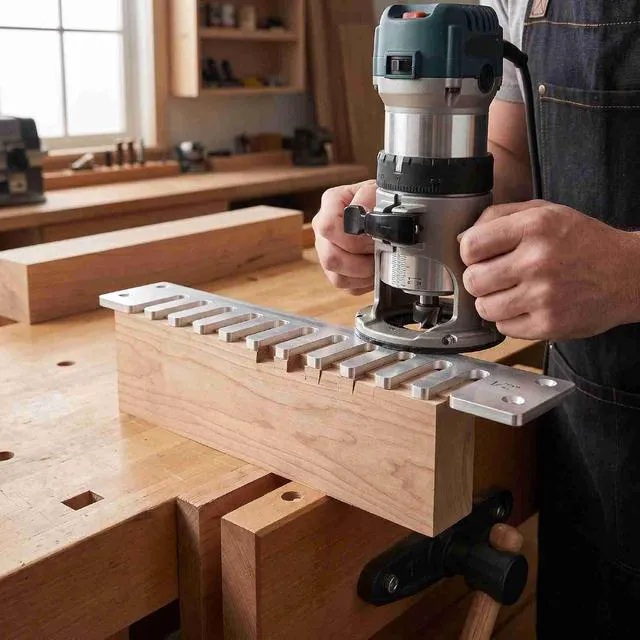 Alt view image 4 of 7 - 1/2 Inch Dovetail Template for Router | Carbon Steel Box Joint & Tenon Jig for Drawers Cabinets
