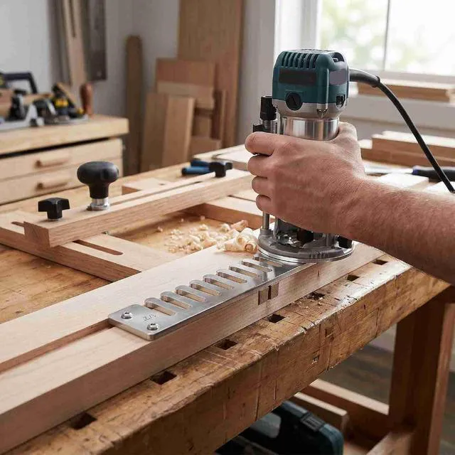 Alt view image 5 of 7 - 1/2 Inch Dovetail Template for Router | Carbon Steel Box Joint & Tenon Jig for Drawers Cabinets