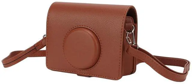 Main image of Camera Case for Fuji Mini, PU Leather Protection Bag with Removable Front & Adjustable Shoulder Strap, Portable Camera Bag (Brown)