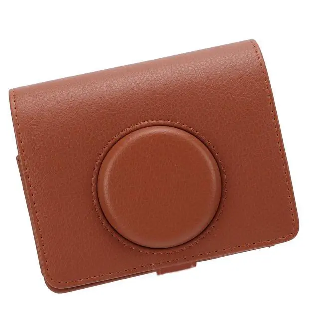 Alt view image 2 of 7 - Camera Case for Fuji Mini, PU Leather Protection Bag with Removable Front & Adjustable Shoulder Strap, Portable Camera Bag (Brown)