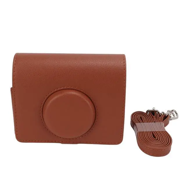 Alt view image 5 of 7 - Camera Case for Fuji Mini, PU Leather Protection Bag with Removable Front & Adjustable Shoulder Strap, Portable Camera Bag (Brown)