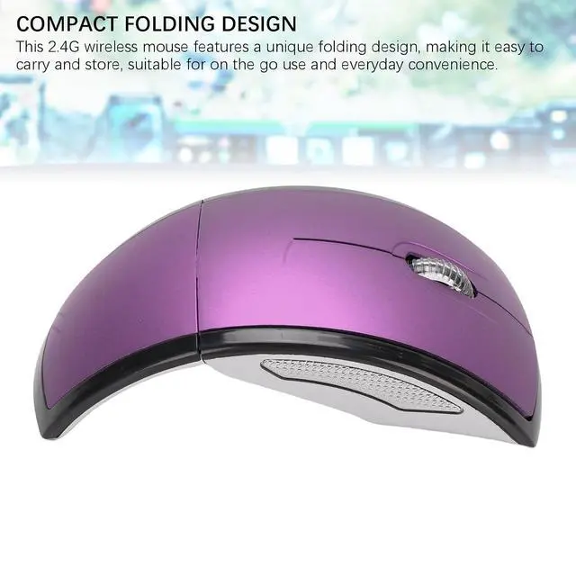Alt view image 2 of 7 - Folding Wireless Mouse, Slim Foldable Touch Travel Mouse with 2.4 Receiver, Ergonomic Computer Mouses Magnetic Power Off Switch for Laptop PCComputer (Purple)