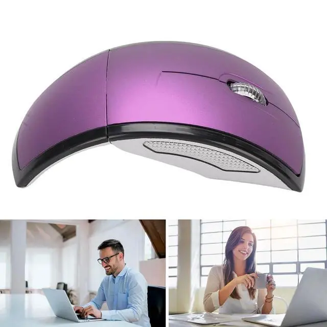 Alt view image 6 of 7 - Folding Wireless Mouse, Slim Foldable Touch Travel Mouse with 2.4 Receiver, Ergonomic Computer Mouses Magnetic Power Off Switch for Laptop PCComputer (Purple)