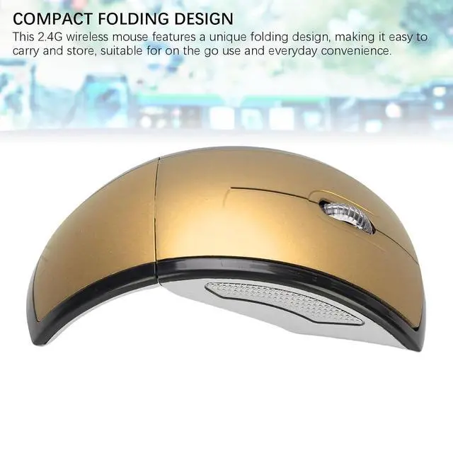 Alt view image 2 of 7 - Folding Wireless Mouse, Slim Foldable Touch Travel Mouse with 2.4 Receiver, Ergonomic Computer Mouses Magnetic Power Off Switch for Laptop PCComputer (Gold)