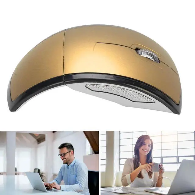 Alt view image 6 of 7 - Folding Wireless Mouse, Slim Foldable Touch Travel Mouse with 2.4 Receiver, Ergonomic Computer Mouses Magnetic Power Off Switch for Laptop PCComputer (Gold)