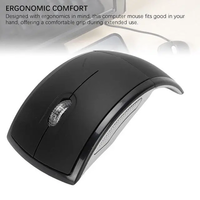 Alt view image 2 of 7 - Folding Wireless Mouse, Slim Foldable Touch Travel Mouse with 2.4 Receiver, Ergonomic Computer Mouses Magnetic Power Off Switch for Laptop PCComputer (Black)