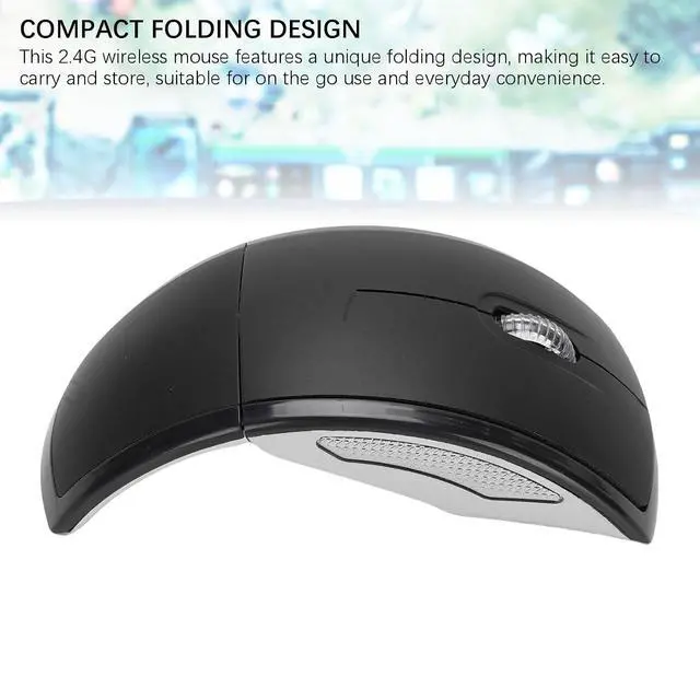 Alt view image 3 of 7 - Folding Wireless Mouse, Slim Foldable Touch Travel Mouse with 2.4 Receiver, Ergonomic Computer Mouses Magnetic Power Off Switch for Laptop PCComputer (Black)