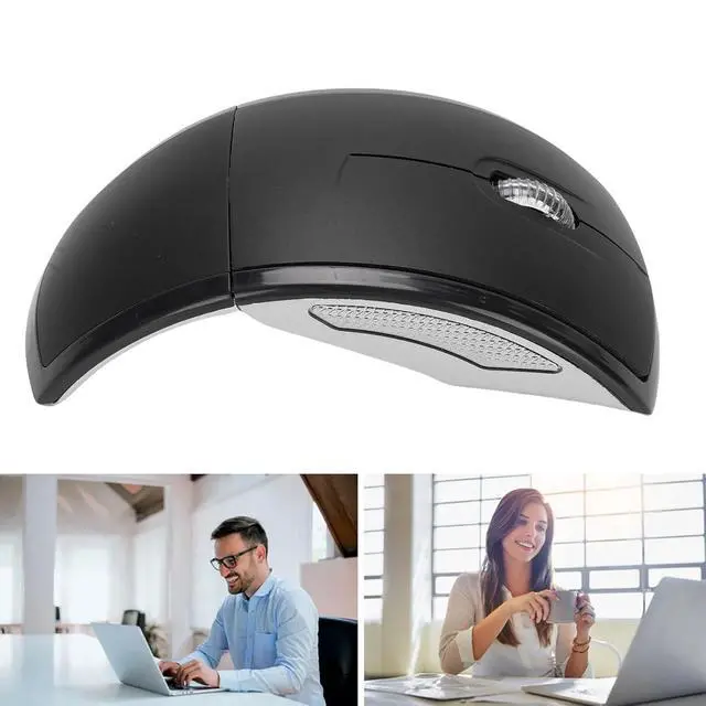 Alt view image 6 of 7 - Folding Wireless Mouse, Slim Foldable Touch Travel Mouse with 2.4 Receiver, Ergonomic Computer Mouses Magnetic Power Off Switch for Laptop PCComputer (Black)