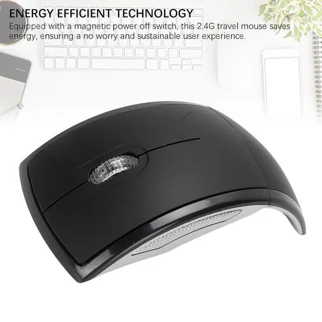 Alt view image 4 of 7 - Folding Wireless Mouse, Slim Foldable Touch Travel Mouse with 2.4 Receiver, Ergonomic Computer Mouses Magnetic Power Off Switch for Laptop PCComputer (Black)