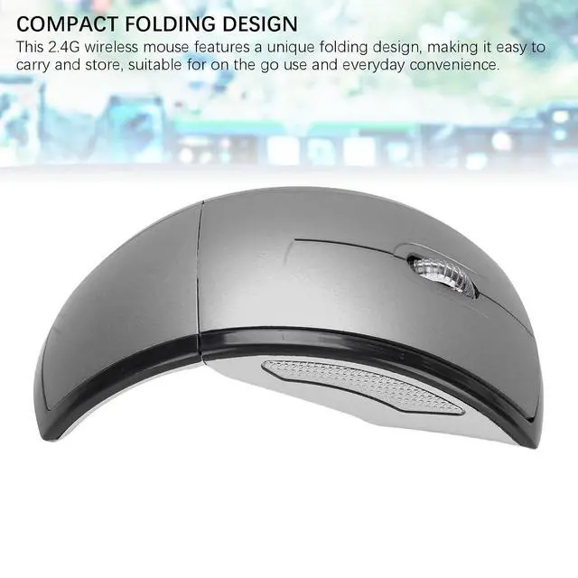 Alt view image 2 of 7 - Folding Wireless Mouse, Slim Foldable Touch Travel Mouse with 2.4 Receiver, Ergonomic Computer Mouses Magnetic Power Off Switch for Laptop PCComputer (Gray)