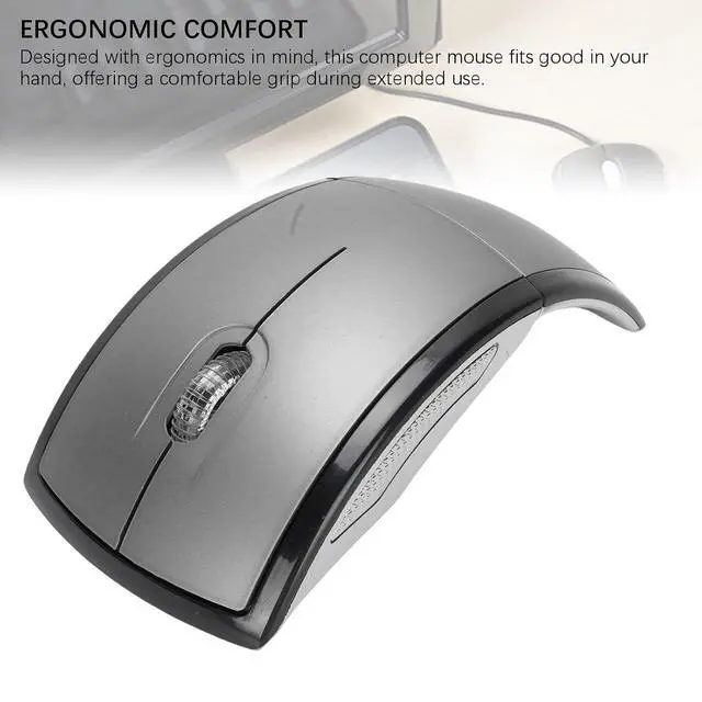 Alt view image 5 of 7 - Folding Wireless Mouse, Slim Foldable Touch Travel Mouse with 2.4 Receiver, Ergonomic Computer Mouses Magnetic Power Off Switch for Laptop PCComputer (Gray)