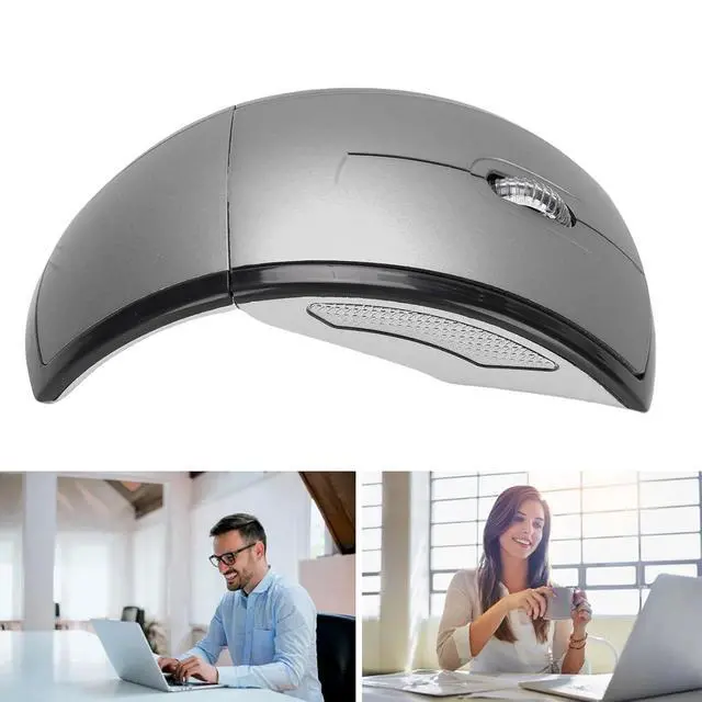 Alt view image 6 of 7 - Folding Wireless Mouse, Slim Foldable Touch Travel Mouse with 2.4 Receiver, Ergonomic Computer Mouses Magnetic Power Off Switch for Laptop PCComputer (Gray)