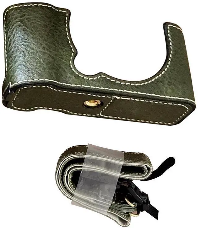 Main image of Half Leather Case for XM5 Camera, Retro PU Leather Protective Cover with Shoulder Strap & Tripod Mount, AntiScratch Impact Portable Detachable Case (Green)