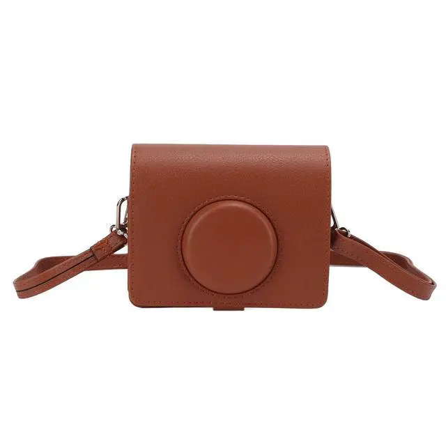 Alt view image 4 of 7 - Camera Case for Fuji Mini, PU Leather Protection Bag with Removable Front & Adjustable Shoulder Strap, Portable Camera Bag (Brown)