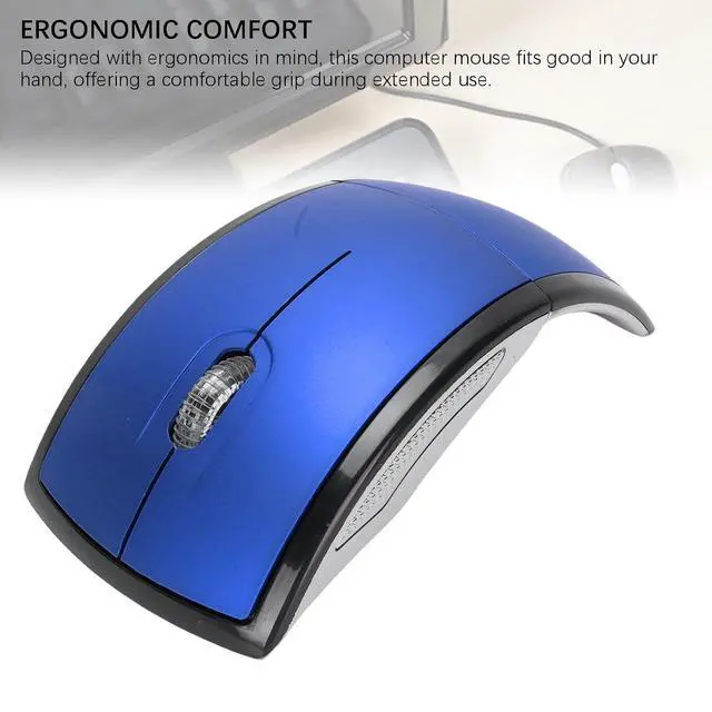 Alt view image 2 of 7 - Folding Wireless Mouse, Slim Foldable Touch Travel Mouse with 2.4 Receiver, Ergonomic Computer Mouses Magnetic Power Off Switch for Laptop PCComputer (Blue)