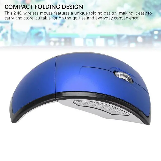 Alt view image 3 of 7 - Folding Wireless Mouse, Slim Foldable Touch Travel Mouse with 2.4 Receiver, Ergonomic Computer Mouses Magnetic Power Off Switch for Laptop PCComputer (Blue)