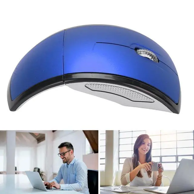 Alt view image 6 of 7 - Folding Wireless Mouse, Slim Foldable Touch Travel Mouse with 2.4 Receiver, Ergonomic Computer Mouses Magnetic Power Off Switch for Laptop PCComputer (Blue)