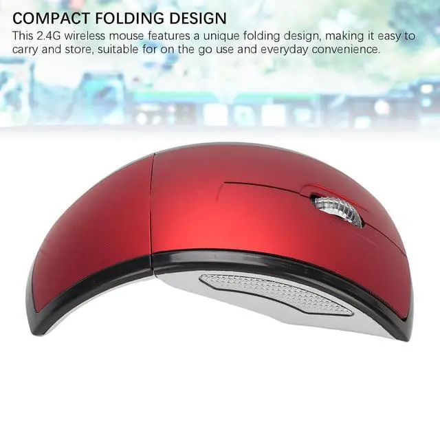 Alt view image 2 of 7 - Folding Wireless Mouse, Slim Foldable Touch Travel Mouse with 2.4 Receiver, Ergonomic Computer Mouses Magnetic Power Off Switch for Laptop PCComputer (Red)