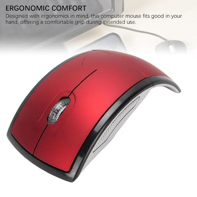 Alt view image 5 of 7 - Folding Wireless Mouse, Slim Foldable Touch Travel Mouse with 2.4 Receiver, Ergonomic Computer Mouses Magnetic Power Off Switch for Laptop PCComputer (Red)