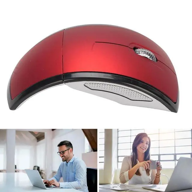 Alt view image 6 of 7 - Folding Wireless Mouse, Slim Foldable Touch Travel Mouse with 2.4 Receiver, Ergonomic Computer Mouses Magnetic Power Off Switch for Laptop PCComputer (Red)