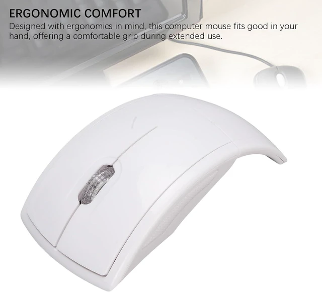 Alt view image 2 of 7 - Folding Wireless Mouse, Slim Foldable Touch Travel Mouse with 2.4 Receiver, Ergonomic Computer Mouses Magnetic Power Off Switch for Laptop PCComputer (White)