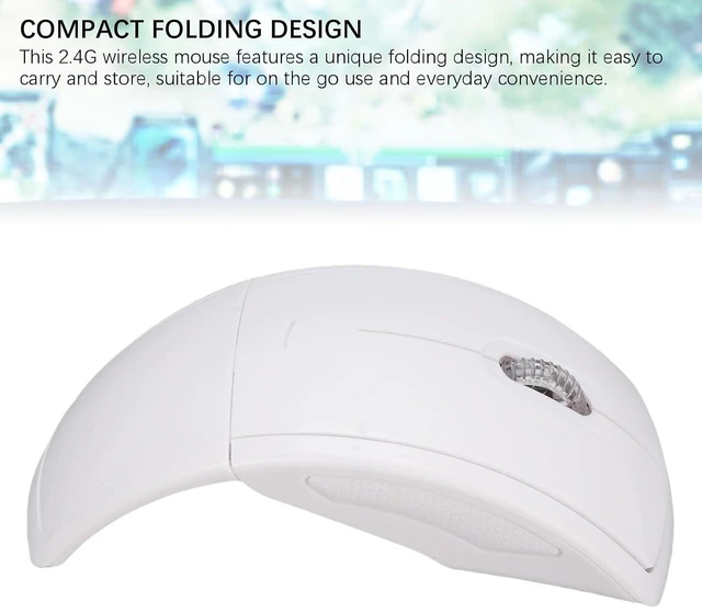 Alt view image 3 of 7 - Folding Wireless Mouse, Slim Foldable Touch Travel Mouse with 2.4 Receiver, Ergonomic Computer Mouses Magnetic Power Off Switch for Laptop PCComputer (White)