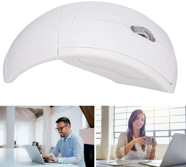 Alt view image 6 of 7 - Folding Wireless Mouse, Slim Foldable Touch Travel Mouse with 2.4 Receiver, Ergonomic Computer Mouses Magnetic Power Off Switch for Laptop PCComputer (White)