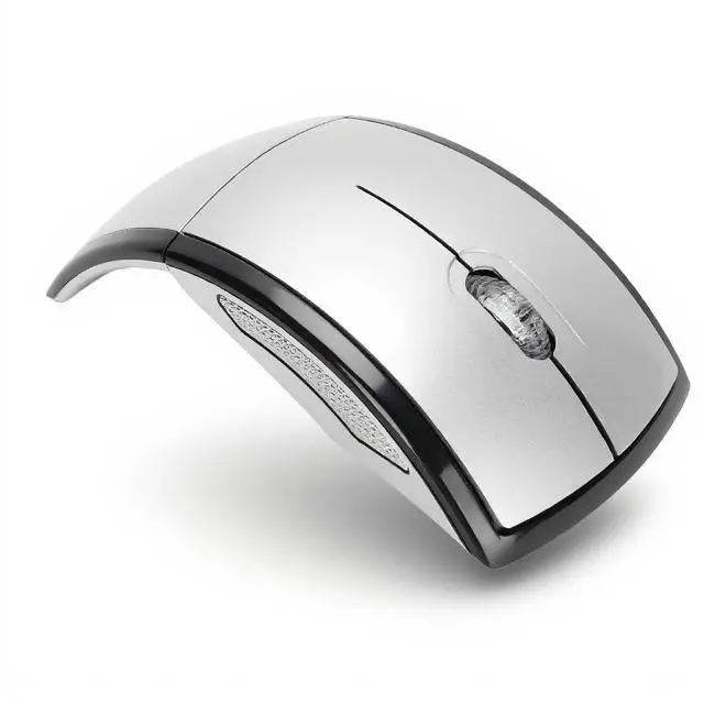 Main image of Folding Wireless Mouse, Slim Foldable Touch Travel Mouse with 2.4 Receiver, Ergonomic Computer Mouses Magnetic Power Off Switch for Laptop PCComputer (Silver)