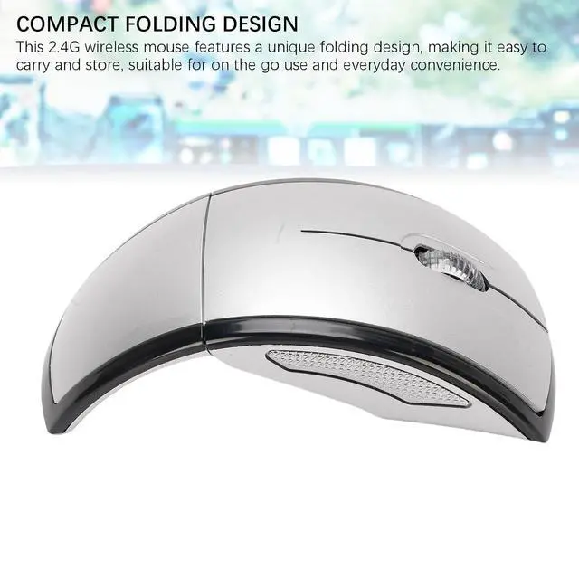 Alt view image 2 of 7 - Folding Wireless Mouse, Slim Foldable Touch Travel Mouse with 2.4 Receiver, Ergonomic Computer Mouses Magnetic Power Off Switch for Laptop PCComputer (Silver)