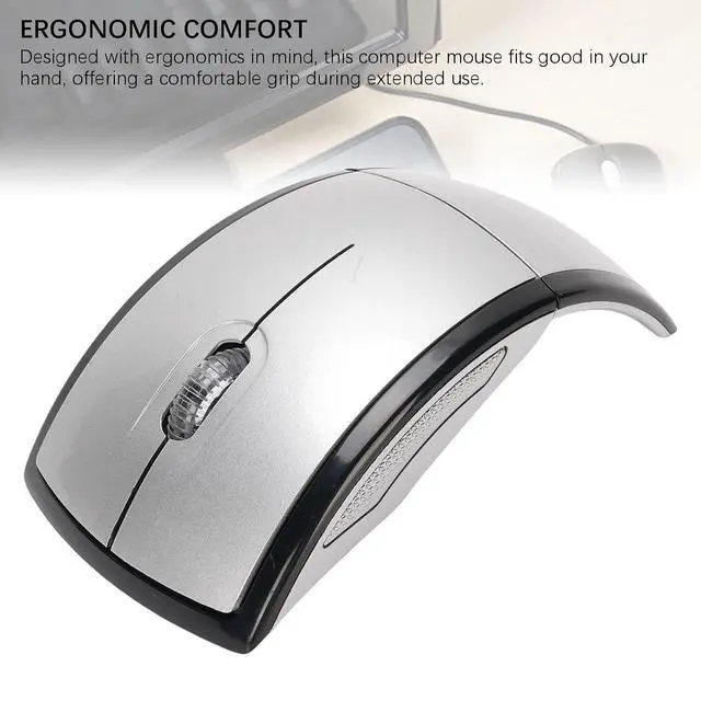 Alt view image 5 of 7 - Folding Wireless Mouse, Slim Foldable Touch Travel Mouse with 2.4 Receiver, Ergonomic Computer Mouses Magnetic Power Off Switch for Laptop PCComputer (Silver)