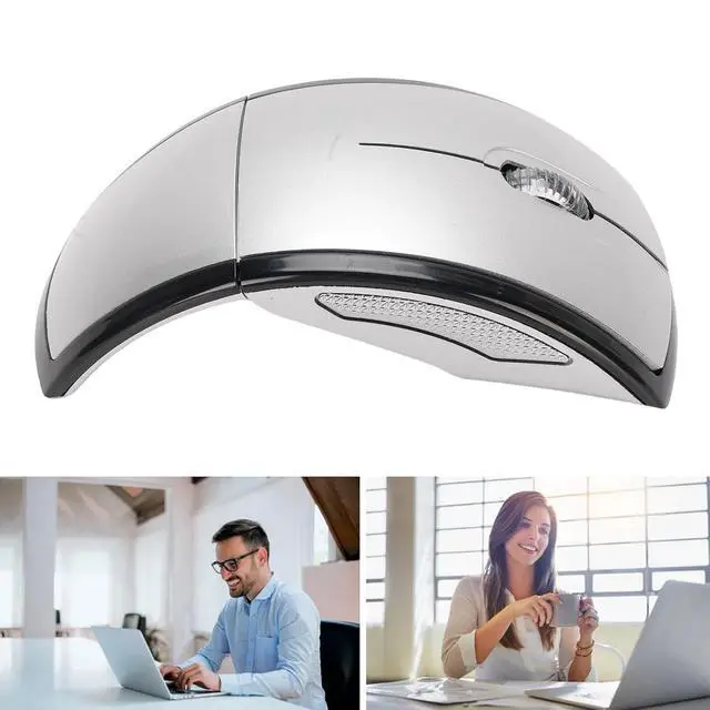 Alt view image 6 of 7 - Folding Wireless Mouse, Slim Foldable Touch Travel Mouse with 2.4 Receiver, Ergonomic Computer Mouses Magnetic Power Off Switch for Laptop PCComputer (Silver)