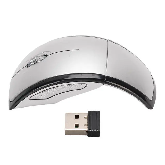 Alt view image 7 of 7 - Folding Wireless Mouse, Slim Foldable Touch Travel Mouse with 2.4 Receiver, Ergonomic Computer Mouses Magnetic Power Off Switch for Laptop PCComputer (Silver)