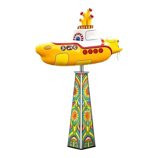 Alt view image 5 of 7 - Garden Submarine Wind Spinner Yellow Iron | Rotating Yard Art Outdoor Decor for Lawn Patio, Smooth Breeze Rotation 3-Min Setup