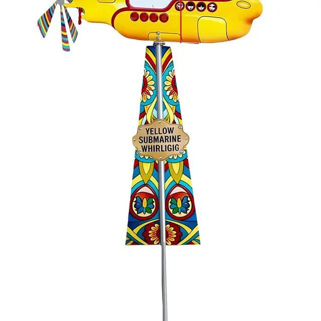Alt view image 7 of 7 - Garden Submarine Wind Spinner Yellow Iron | Rotating Yard Art Outdoor Decor for Lawn Patio, Smooth Breeze Rotation 3-Min Setup
