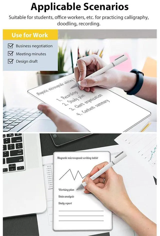 Alt view image 3 of 7 - LCD Writing Pad with Instantly Erase, Basics Reusable Writing Pad, Digital Drawing Tablet, Includes Pen, Eraser, for Student Wokers.