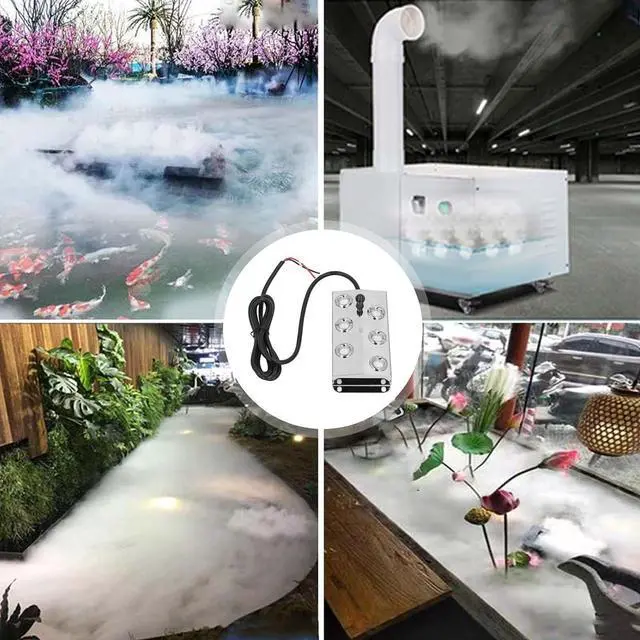Alt view image 3 of 7 - Water Mister Fogger, 1.5m Cable Ultrasonic Water Pond Fountain Fogger Stainless Steel 6 Heads Quiet Ultrasonic Mist Maker for Landscape Garden DC45-48V