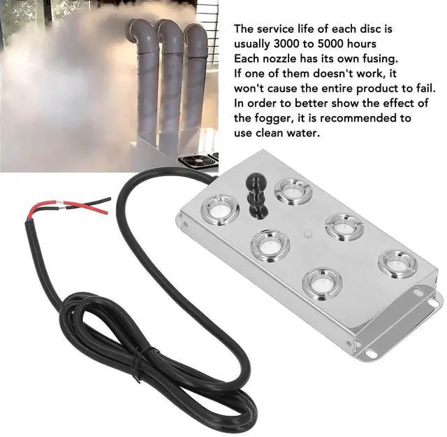 Alt view image 6 of 7 - Water Mister Fogger, 1.5m Cable Ultrasonic Water Pond Fountain Fogger Stainless Steel 6 Heads Quiet Ultrasonic Mist Maker for Landscape Garden DC45-48V