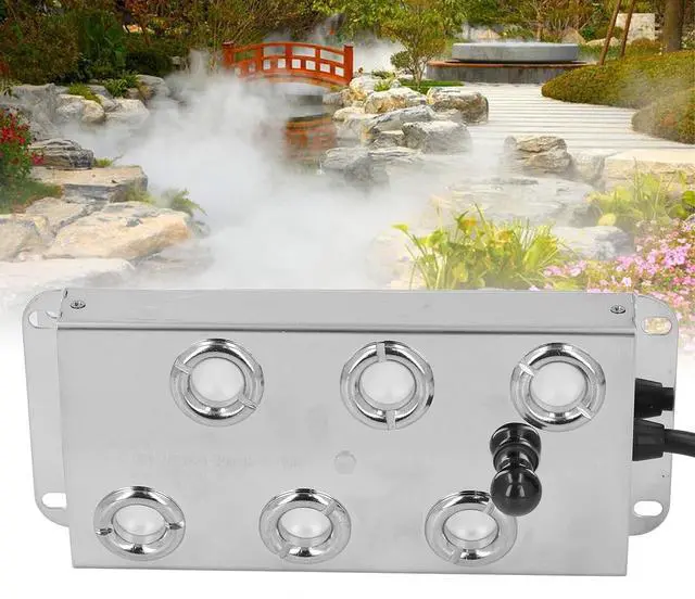Alt view image 5 of 7 - Water Mister Fogger, 1.5m Cable Ultrasonic Water Pond Fountain Fogger Stainless Steel 6 Heads Quiet Ultrasonic Mist Maker for Landscape Garden DC45-48V