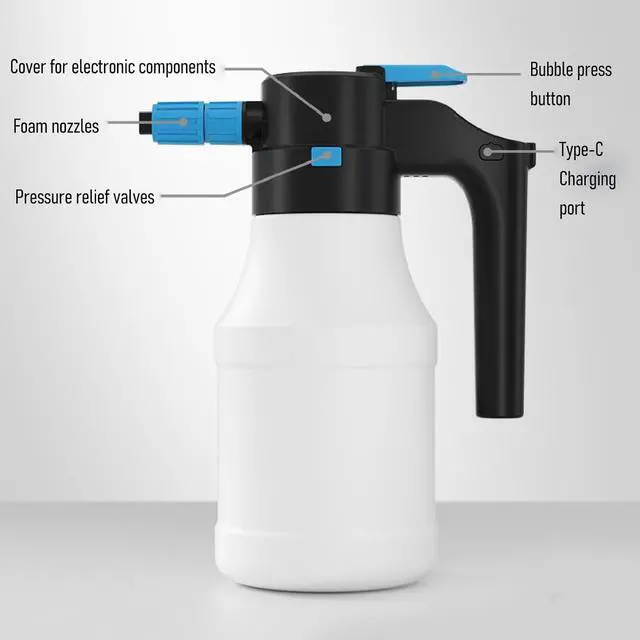 Alt view image 6 of 7 - 1.5L Electric Foam Sprayer, Cordless Car Wash Foam Gun, Garden Sprayer, PP Electric Foam Spray Bottle for Car Washing Garden Watering, Foam Cannon Electric Foam Sprayerfor Hose