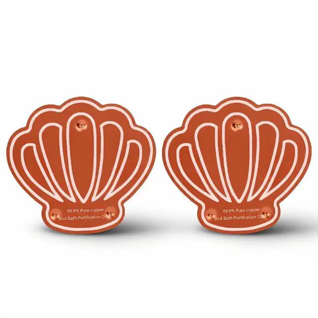 Main image of 2 Pcs Cute Bird Bath Copper Disk, Flower and Seashell Shapes, 0.6mm Reinforced 99.99% Pure Copper Cleaning Disk, Triple Point Support for Physical Safe (G Type)