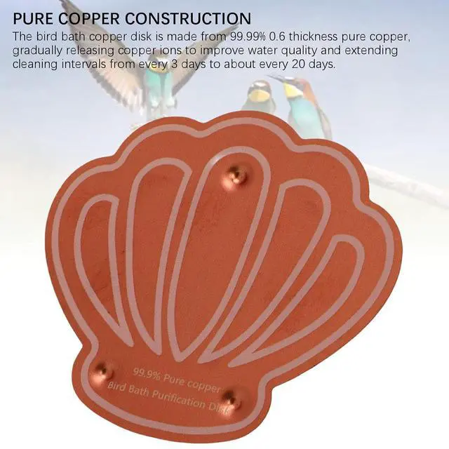 Alt view image 2 of 7 - 2 Pcs Cute Bird Bath Copper Disk, Flower and Seashell Shapes, 0.6mm Reinforced 99.99% Pure Copper Cleaning Disk, Triple Point Support for Physical Safe (G Type)
