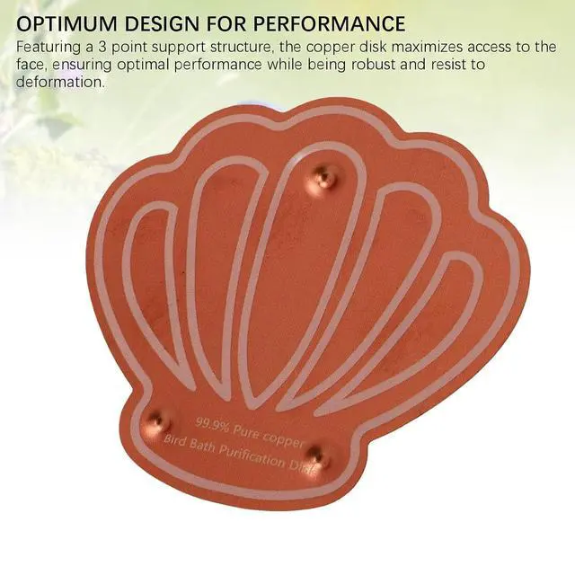 Alt view image 3 of 7 - 2 Pcs Cute Bird Bath Copper Disk, Flower and Seashell Shapes, 0.6mm Reinforced 99.99% Pure Copper Cleaning Disk, Triple Point Support for Physical Safe (G Type)