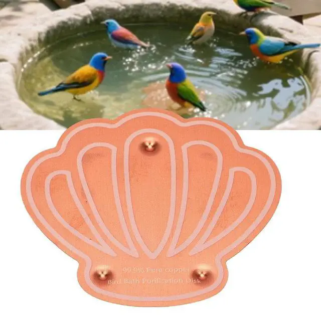 Alt view image 6 of 7 - 2 Pcs Cute Bird Bath Copper Disk, Flower and Seashell Shapes, 0.6mm Reinforced 99.99% Pure Copper Cleaning Disk, Triple Point Support for Physical Safe (G Type)
