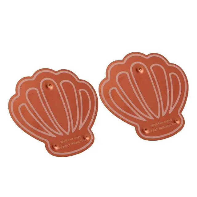 Alt view image 7 of 7 - 2 Pcs Cute Bird Bath Copper Disk, Flower and Seashell Shapes, 0.6mm Reinforced 99.99% Pure Copper Cleaning Disk, Triple Point Support for Physical Safe (G Type)